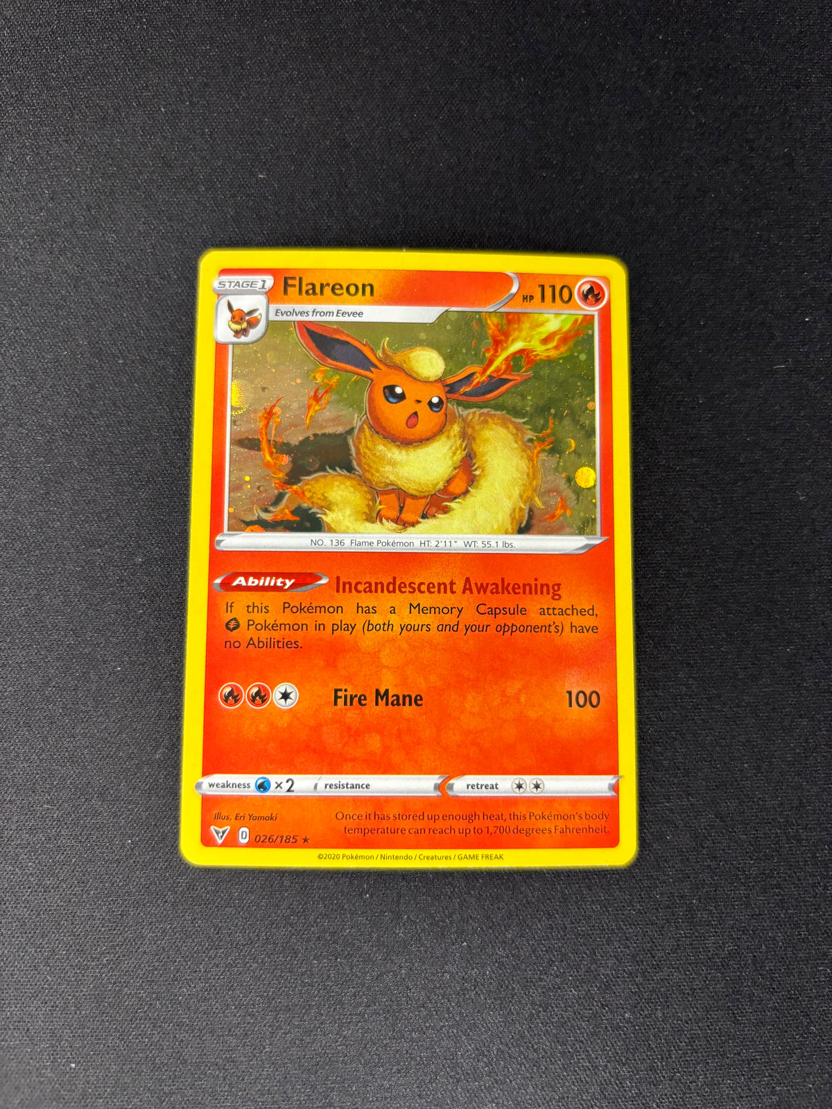 Flareon – Miscellaneous Cards & Products – Cosmos Holo – #026/185 – NM