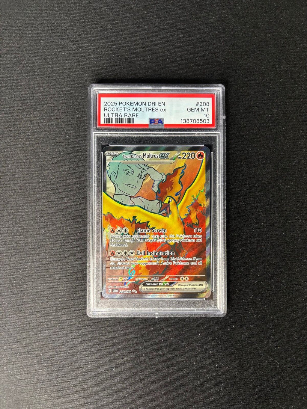 Team Rocket’s Moltres EX – Destined Rivals – #208/182 – PSA 10