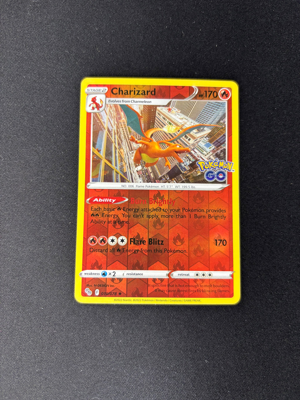 Charizard – Pokemon Go – Reverse Holo – #010/078 – NM
