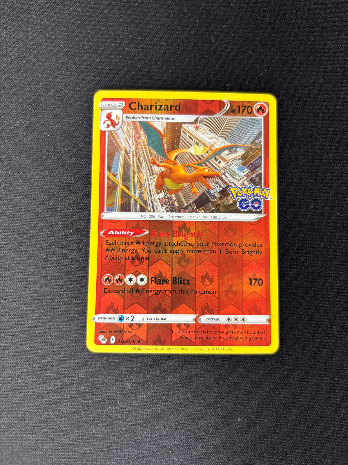Charizard – Pokemon Go – Reverse Holo – #010/078 – NM
