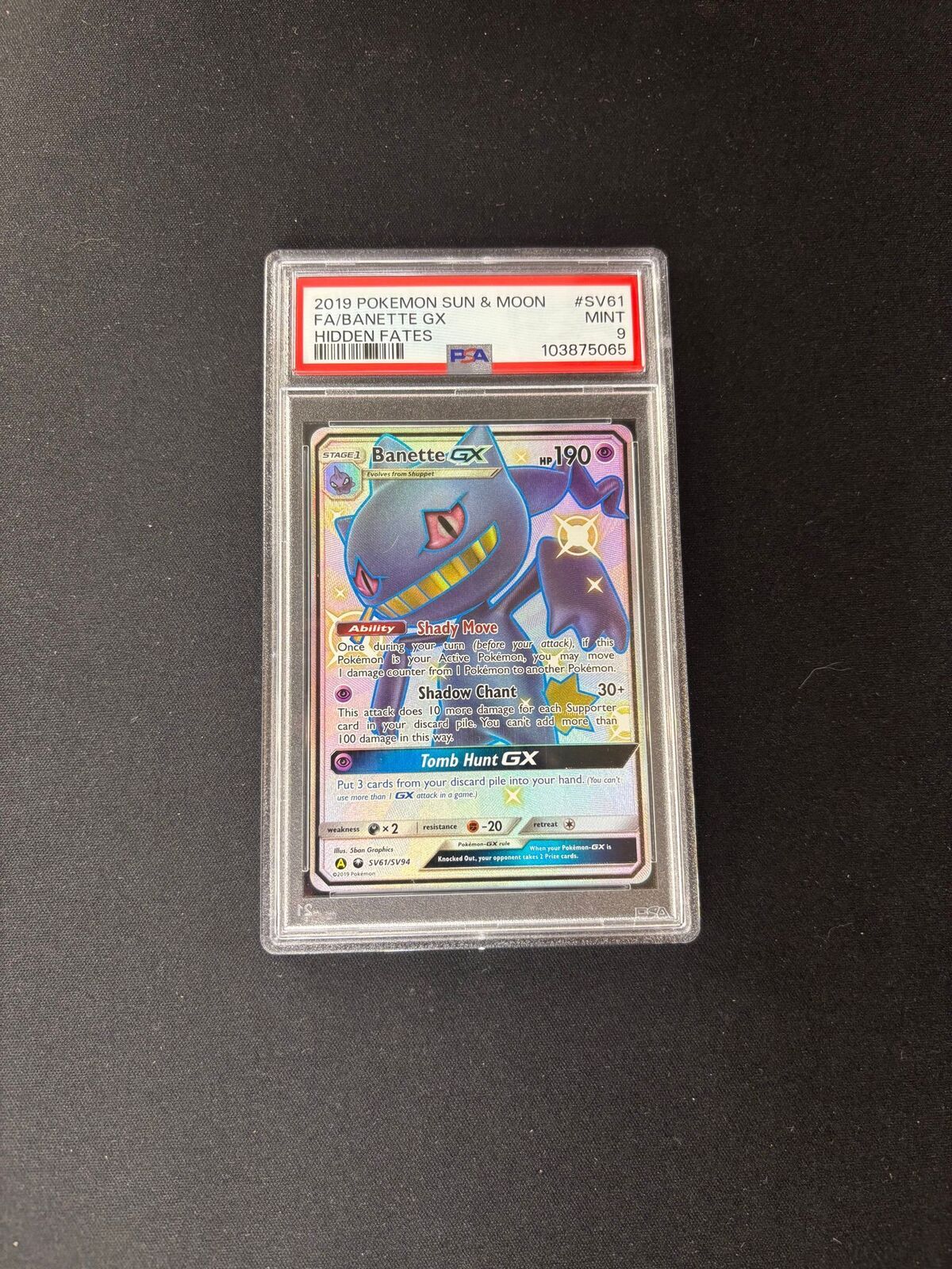 Banette GX – Hidden Fates – Shiny Vault – #SV61/SV94 – PSA 9