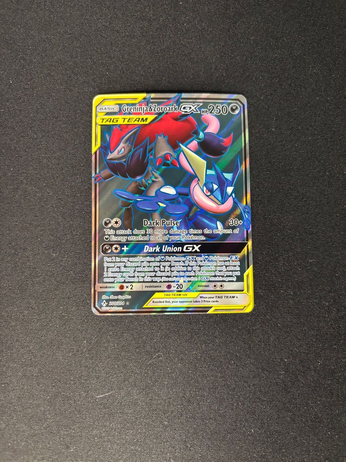 Greninja & Zoroark GX – Unbroken Bonds – Full Art – #200/214 – NM