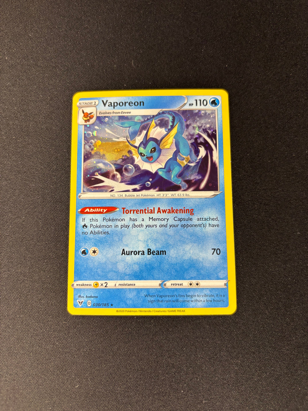 Vaporeon – Miscellaneous Cards & Products – Cosmos Holo – #030/185 – NM