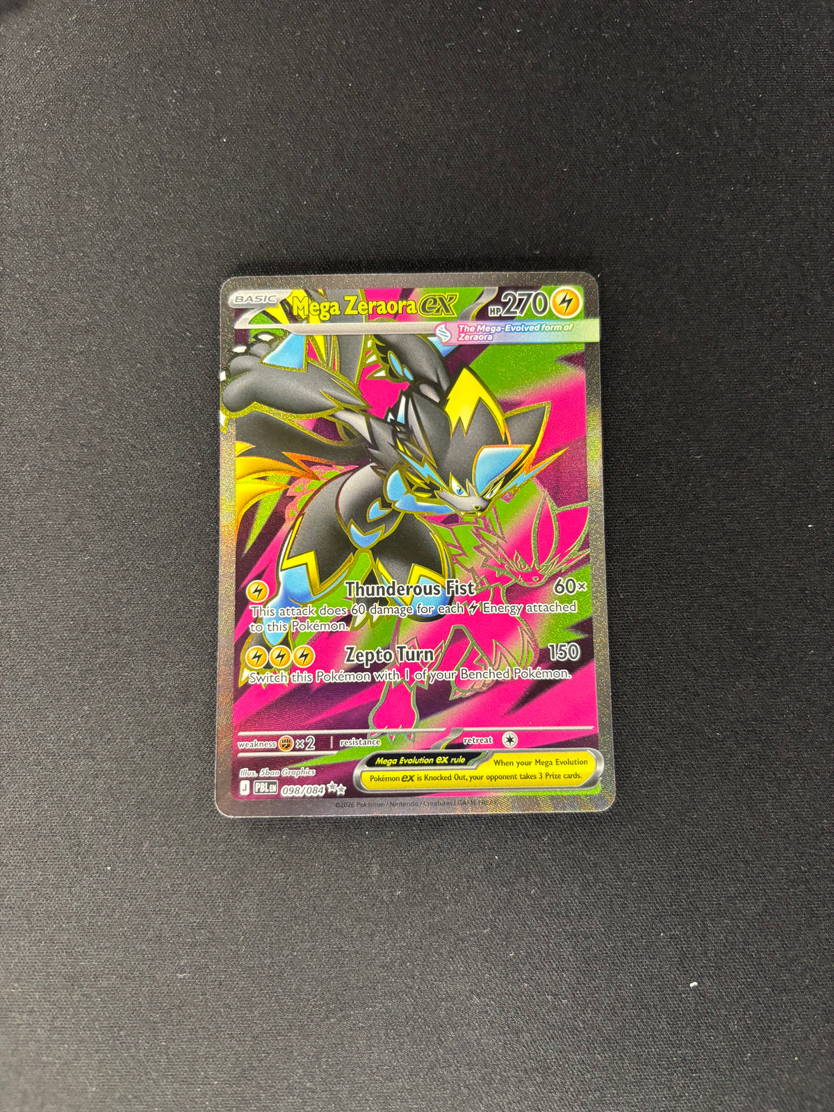 Mega Zeraora ex – Pitch Black – #098/084 – NM
